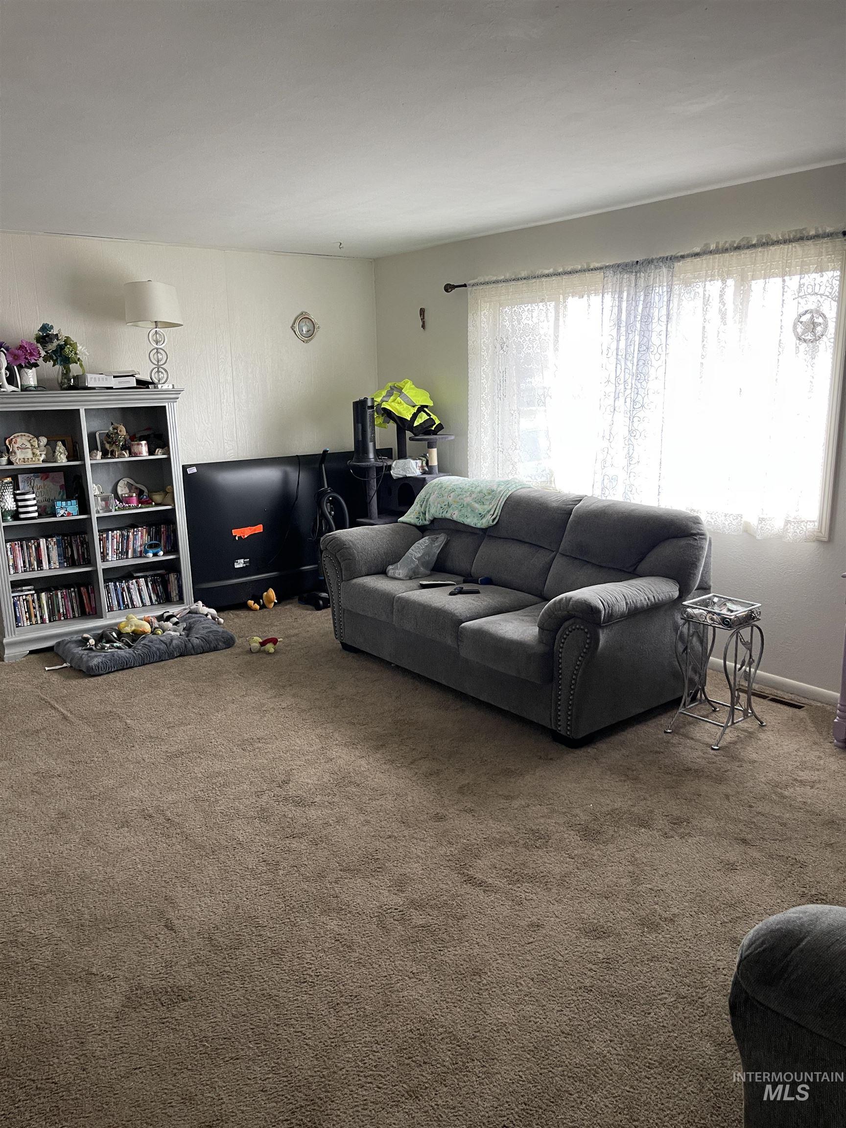 Living room with carpet flooring
