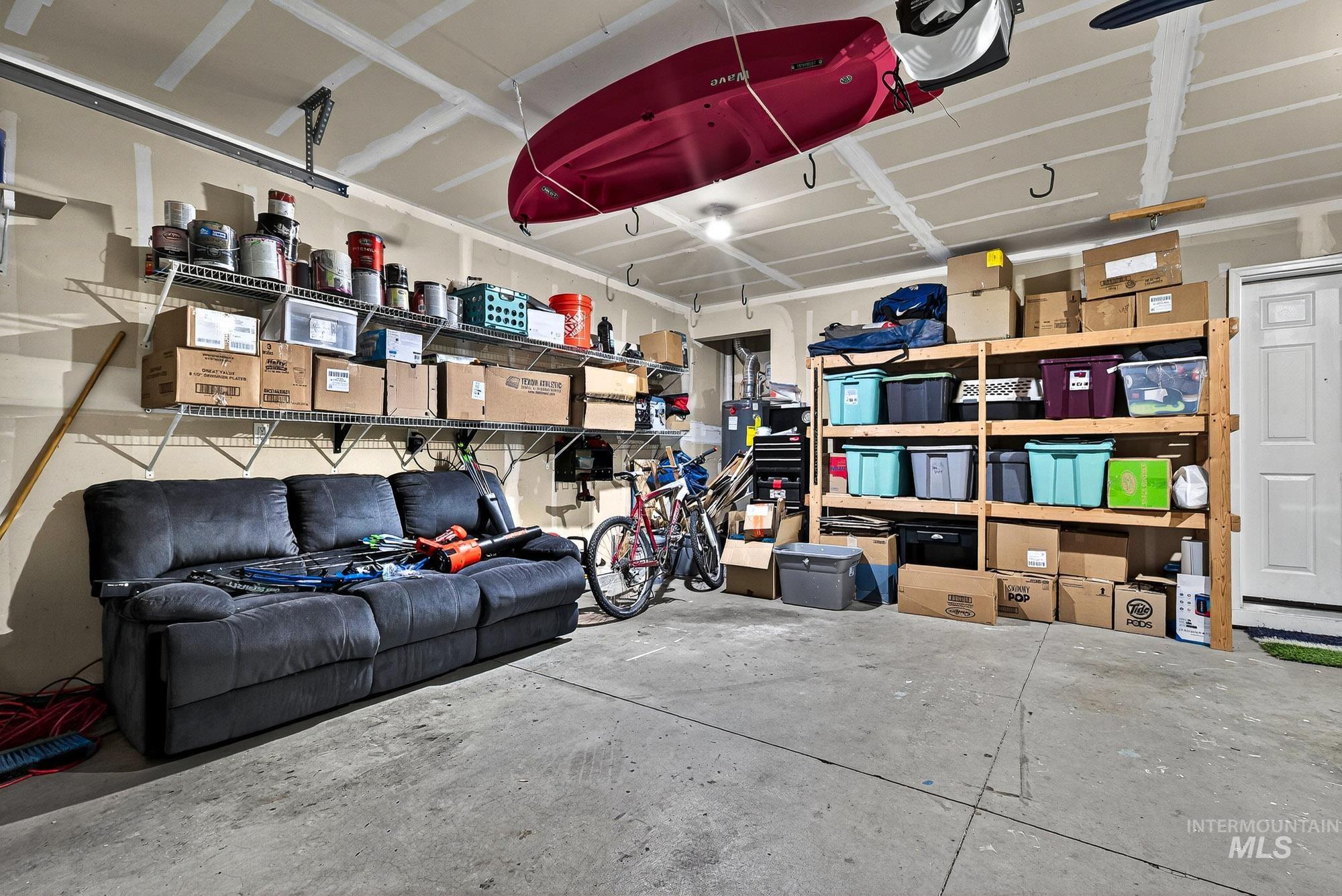 Large Storage shelves built in with a 2 car garage