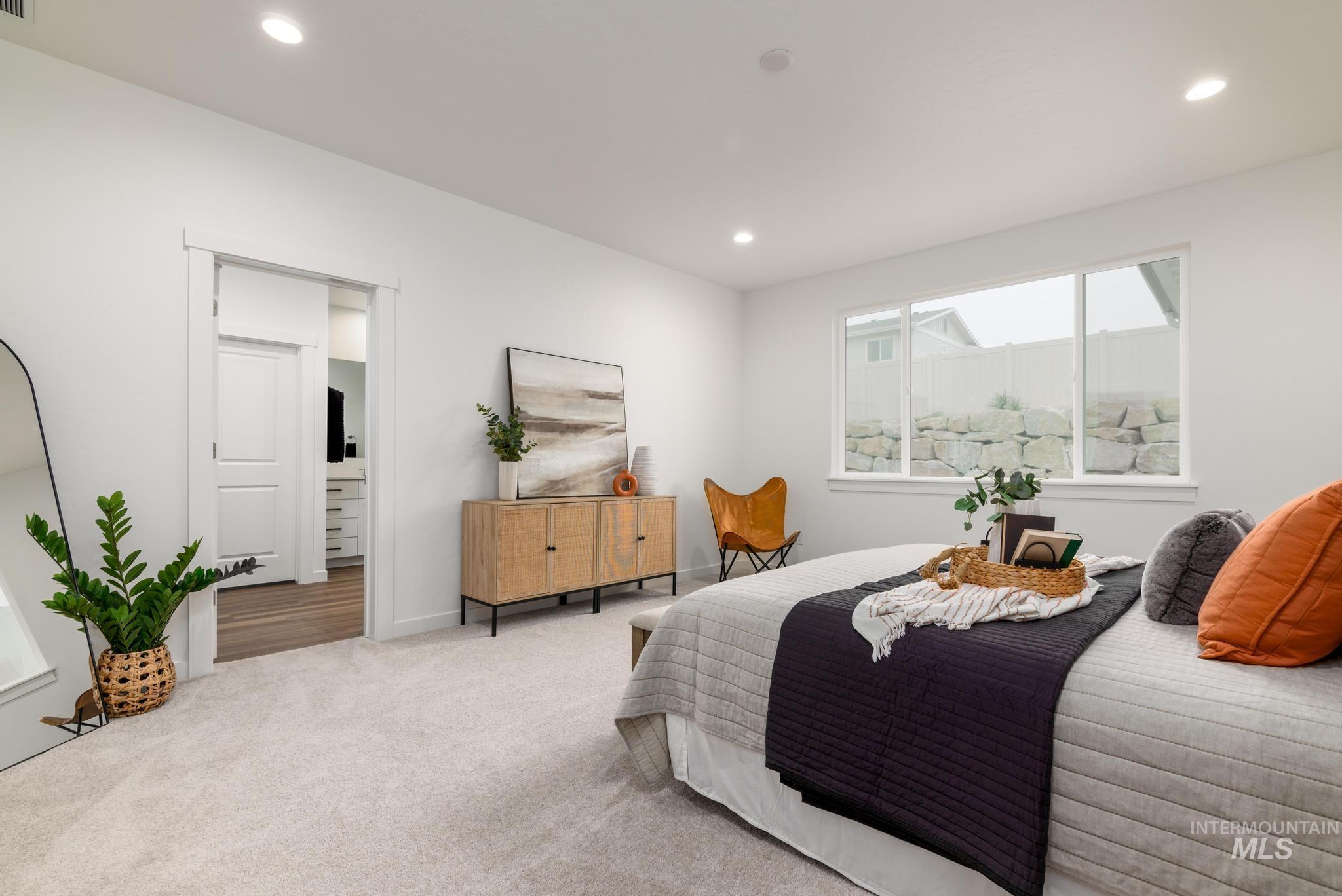 Bedroom with carpet and recessed lighting