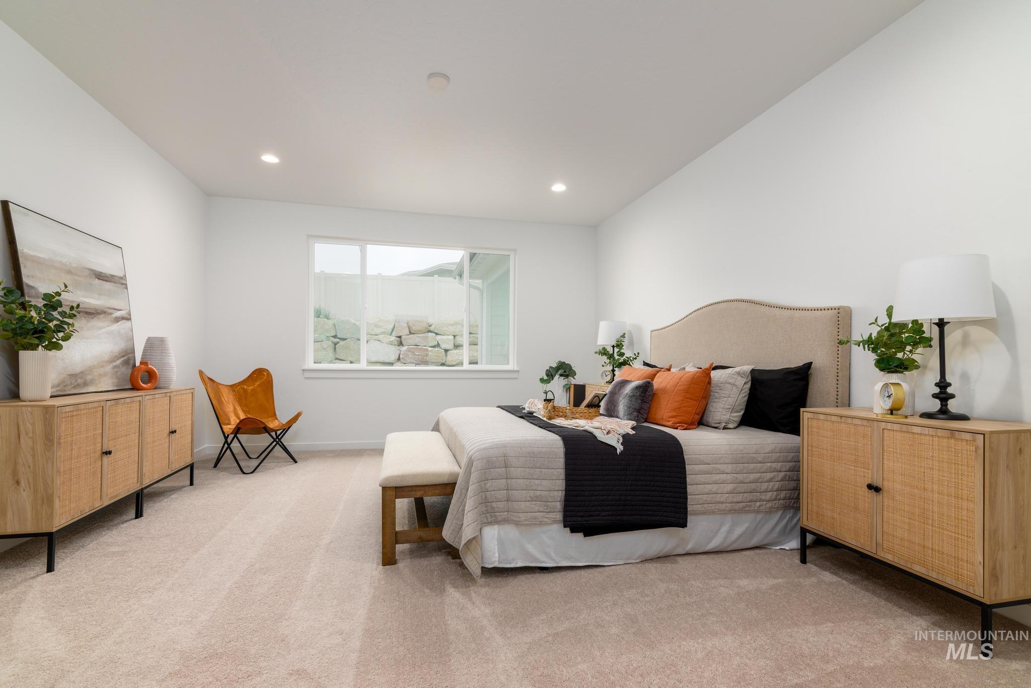 Bedroom featuring carpet floors and recessed lighting