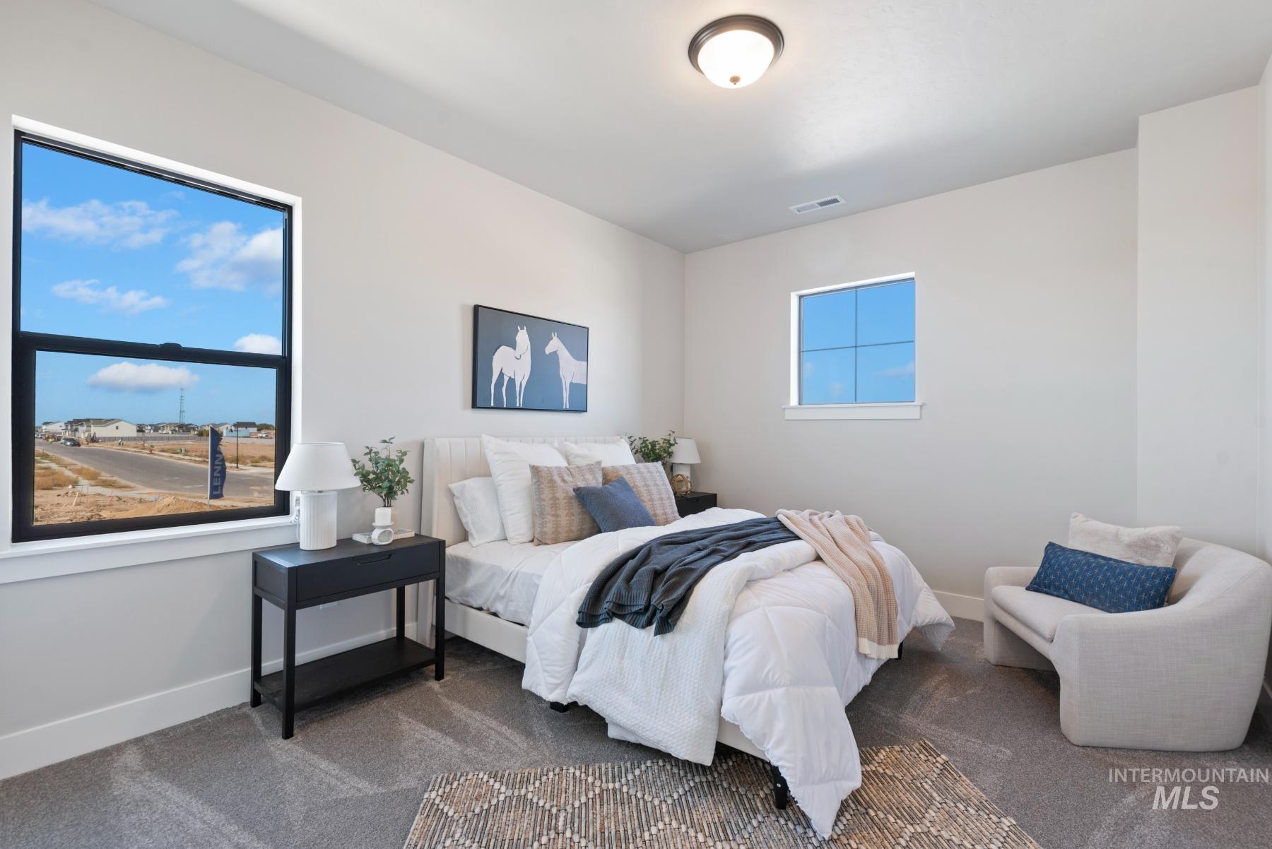 Bedroom with carpet floors
