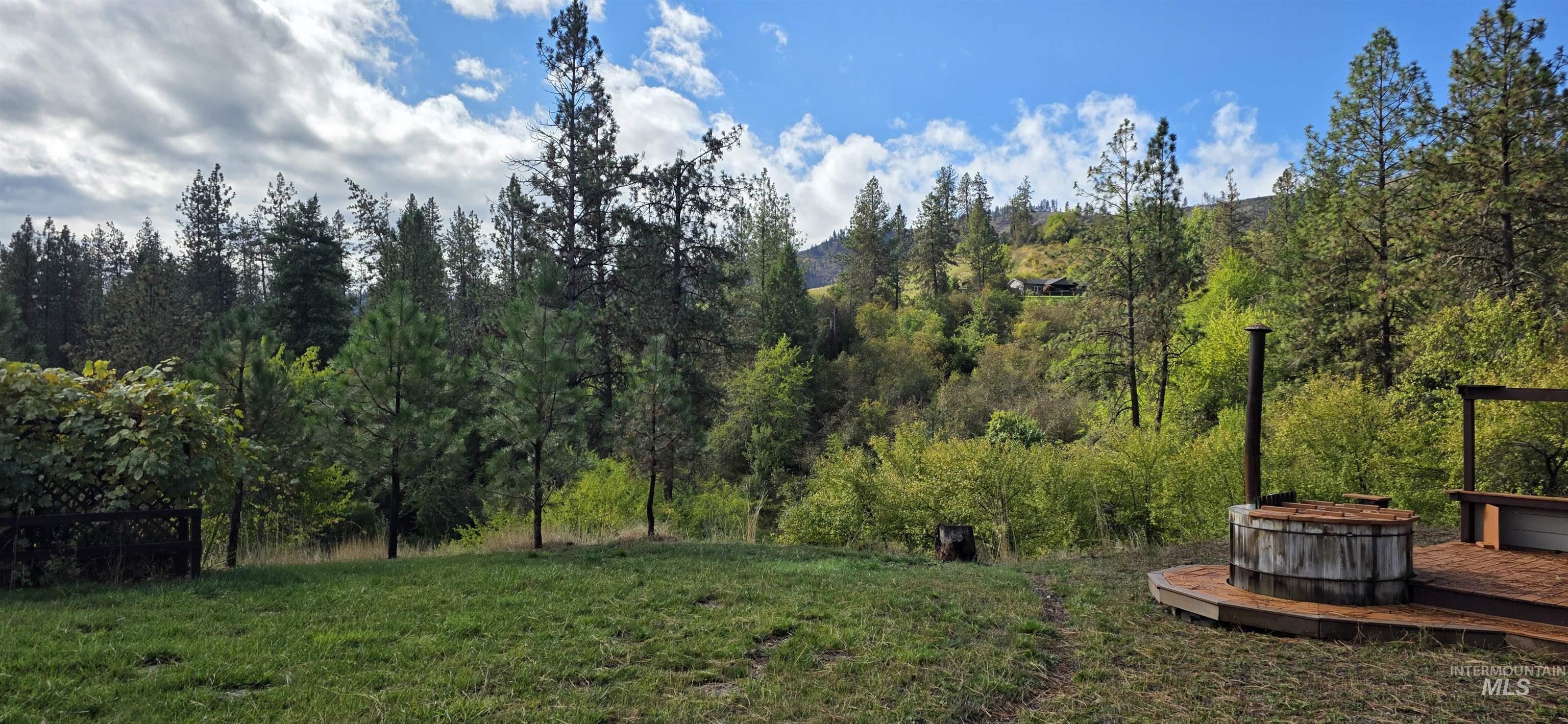 View of yard with a forest view