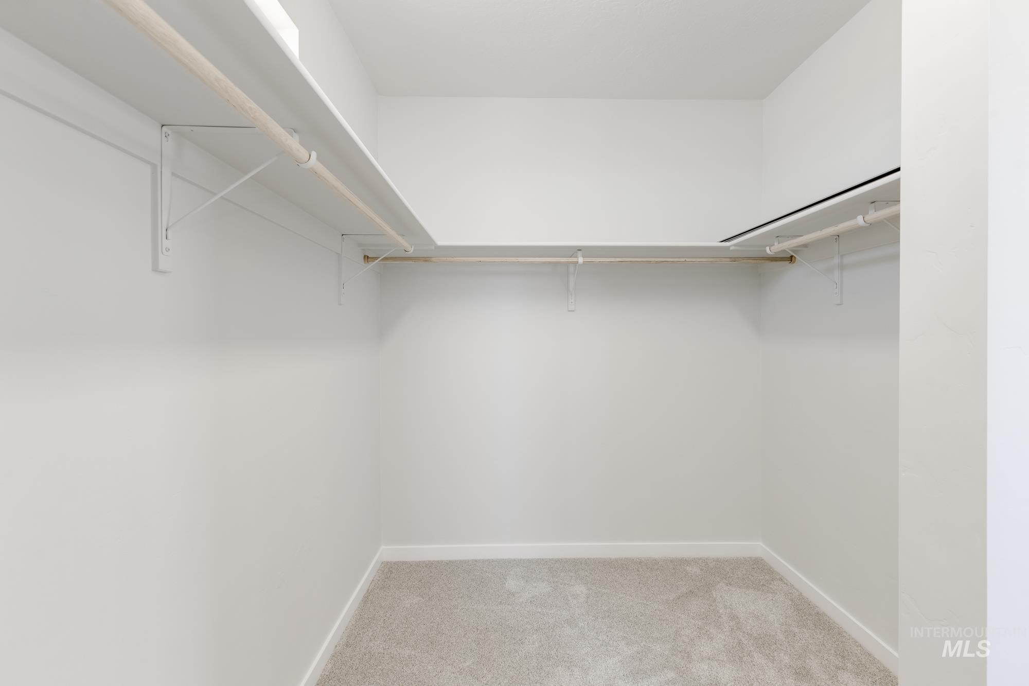 Walk in closet with light carpet