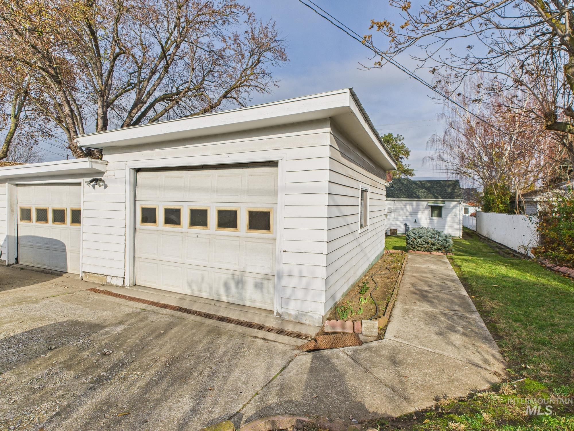 View of detached garage