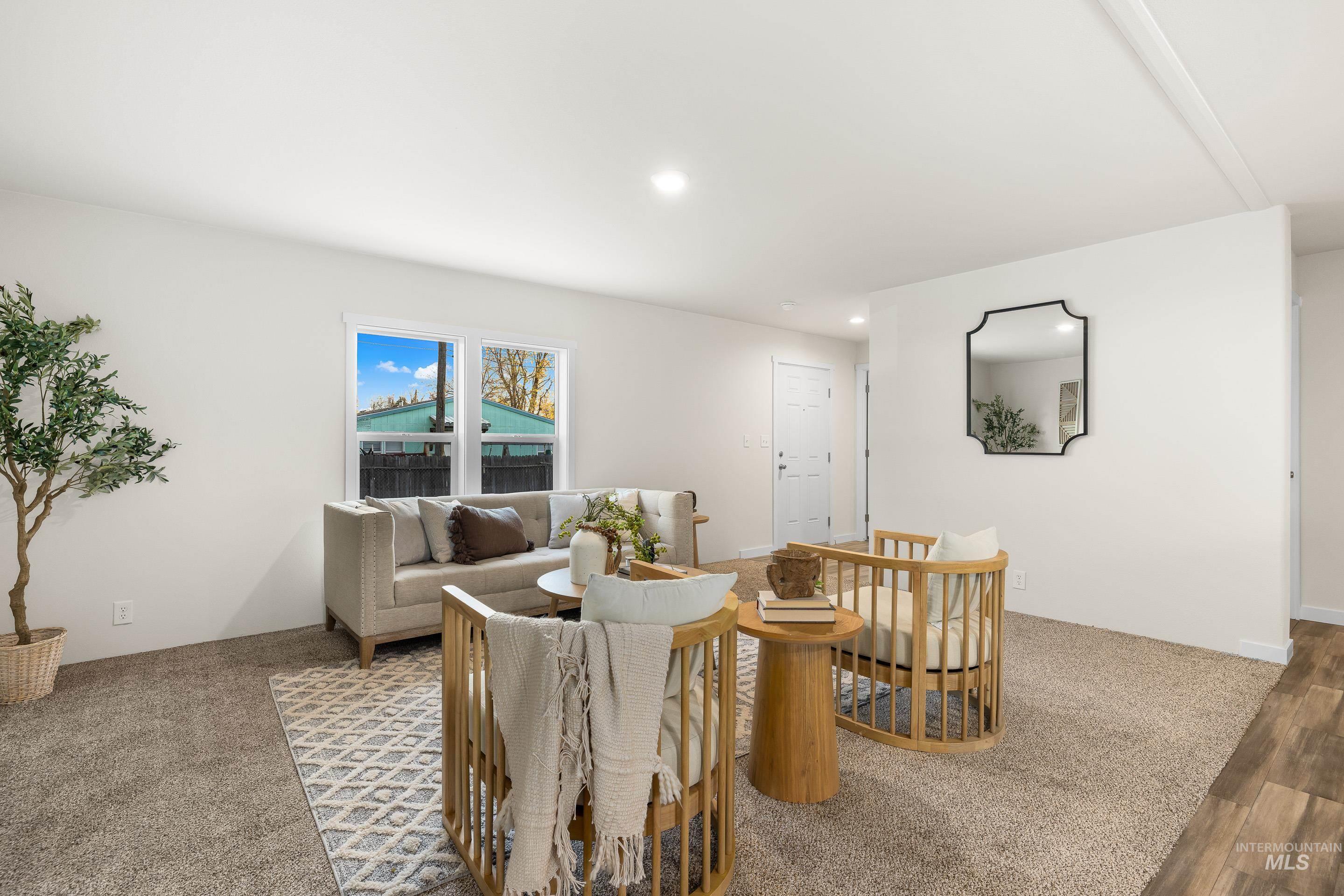 Dining area featuring recessed lighting and carpet floors