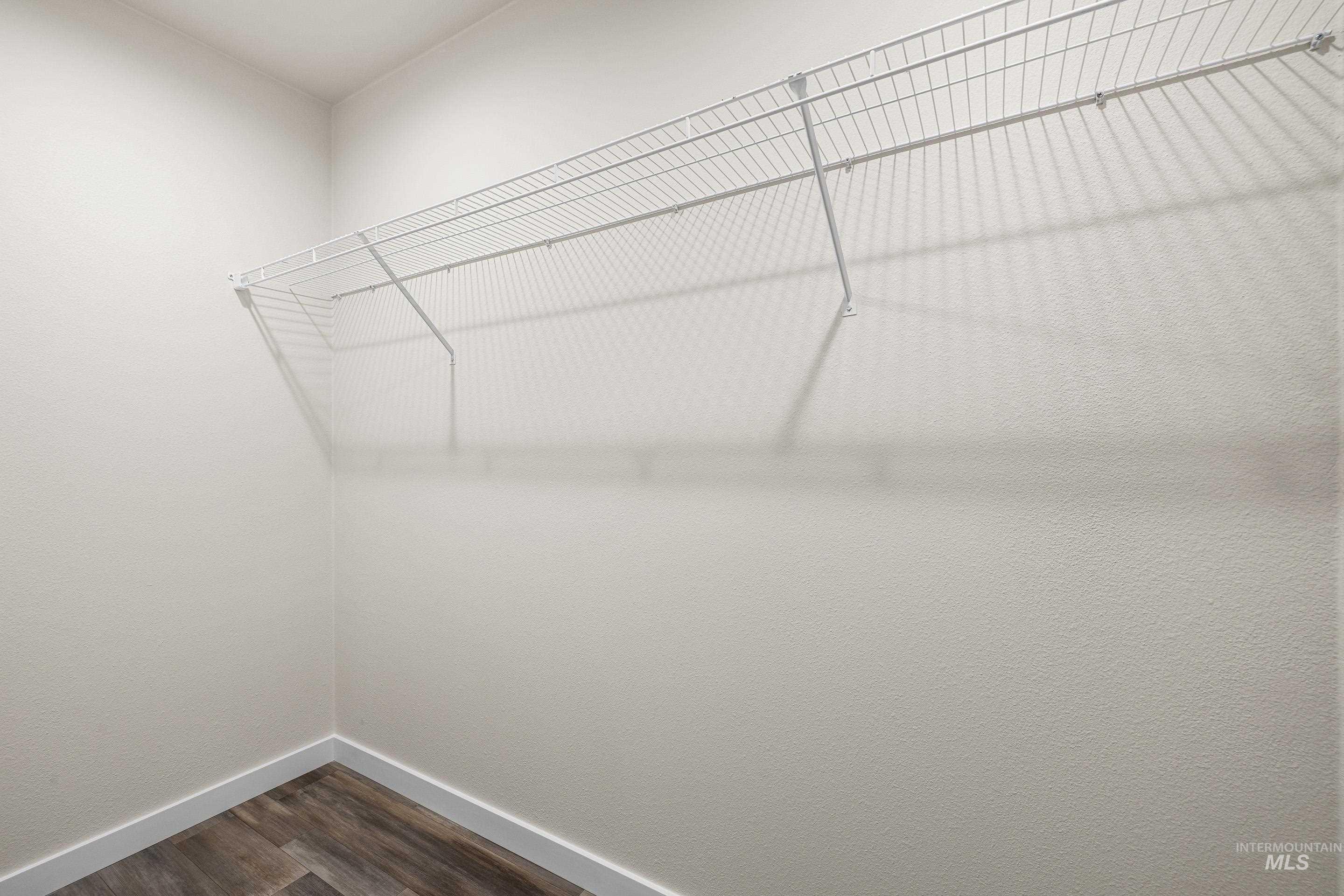 Walk in closet featuring dark wood-style flooring