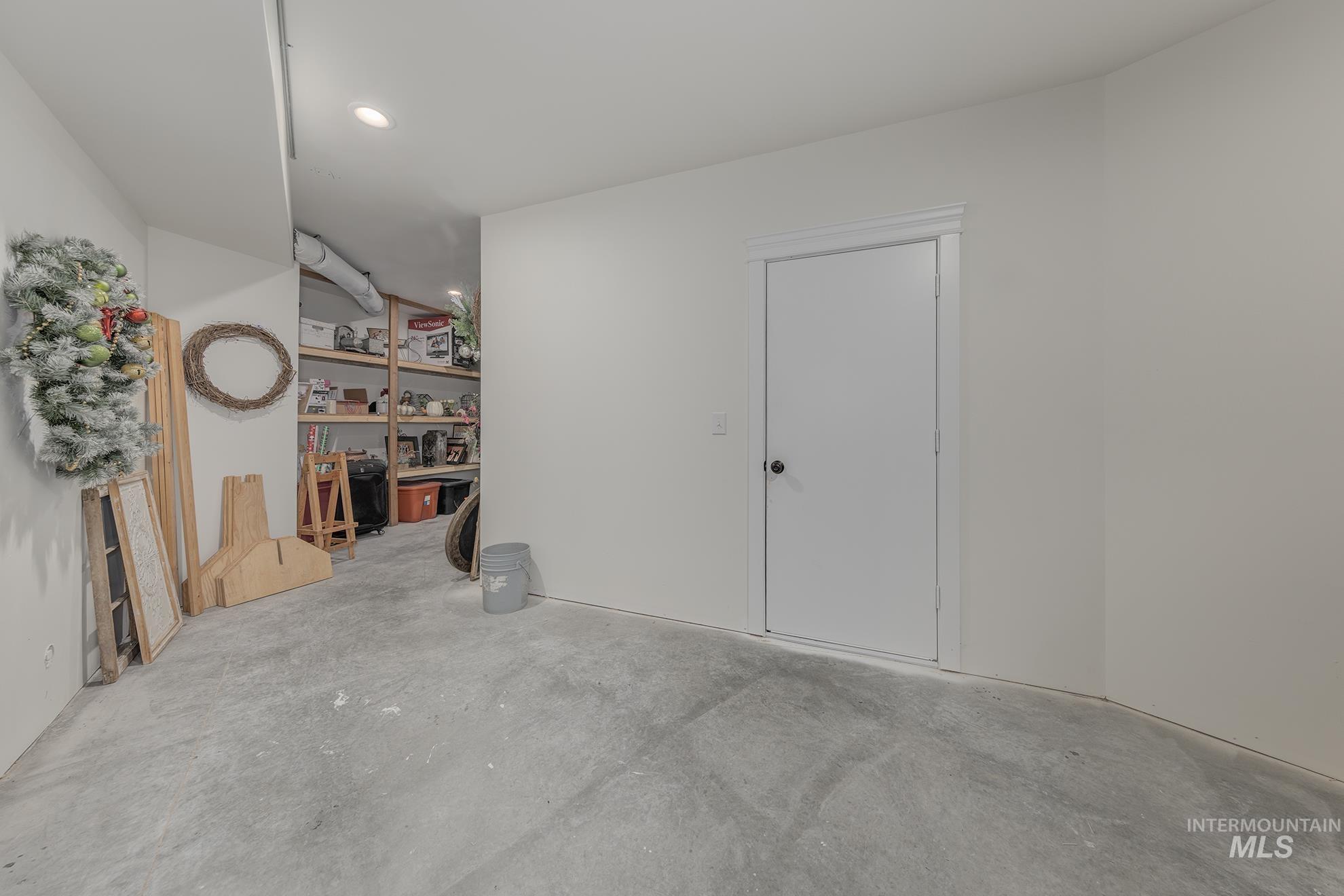 Garage with recessed lighting