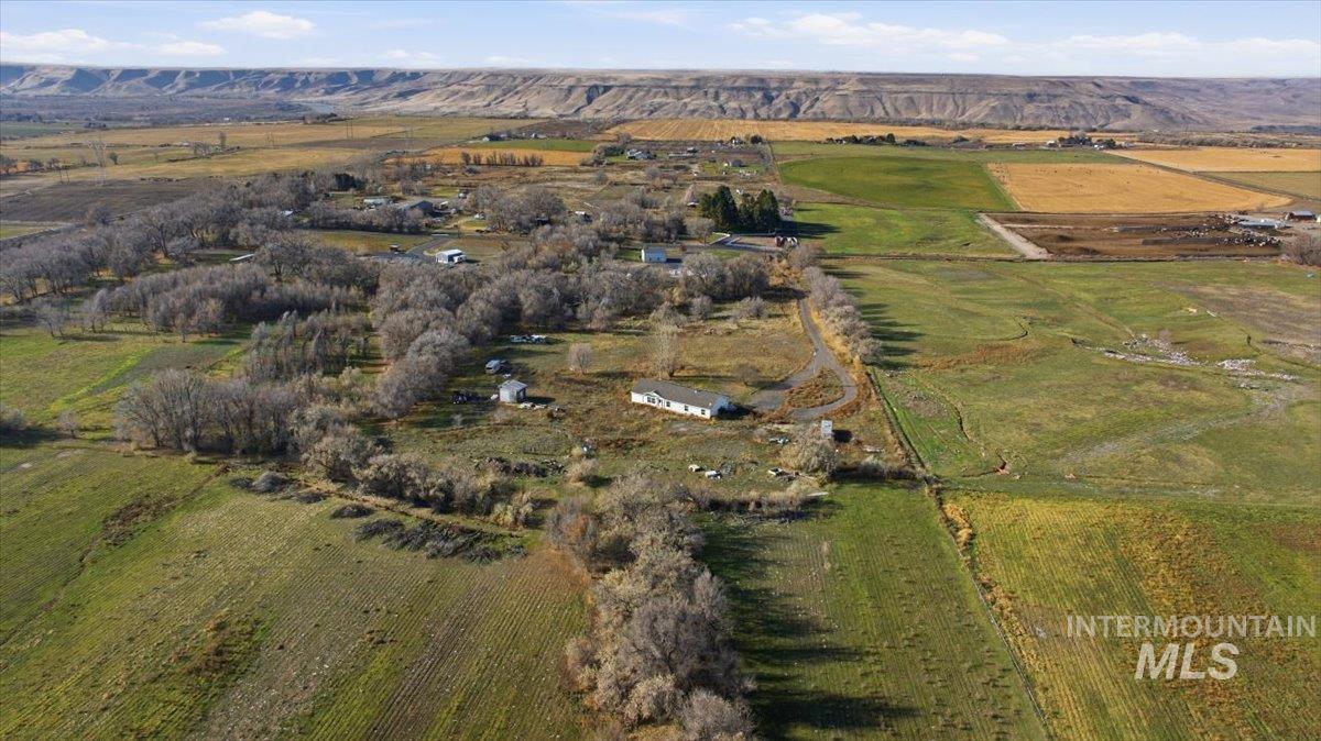 Aerial view of property's location featuring rural landscape