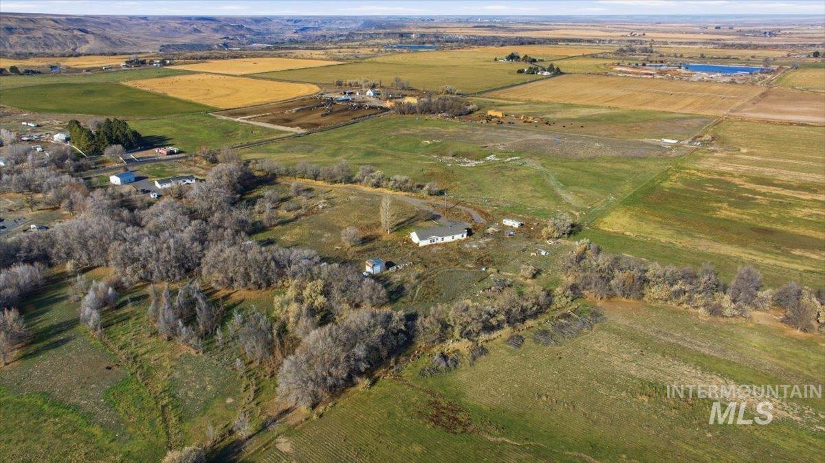 Aerial overview of property's location with rural landscape