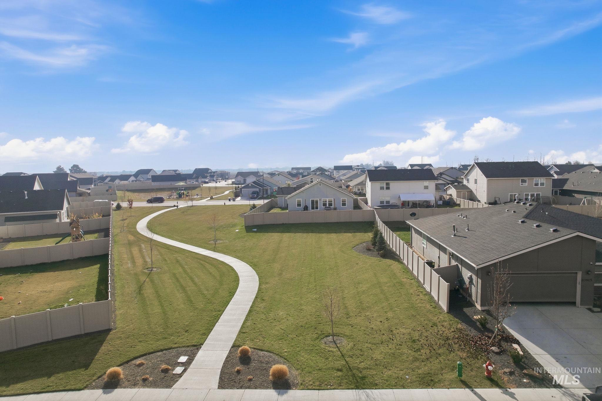 Aerial perspective of suburban area