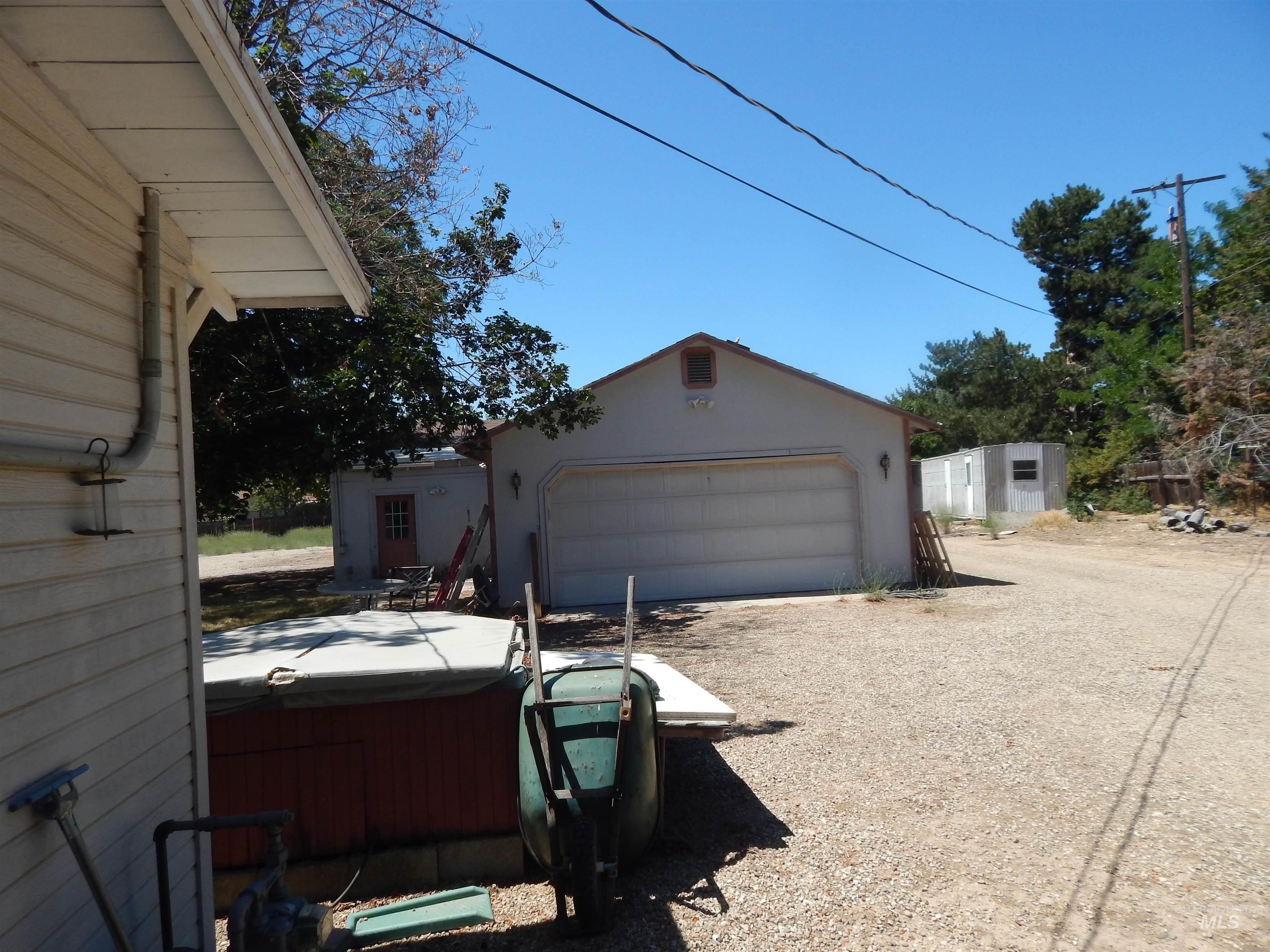 View of detached garage