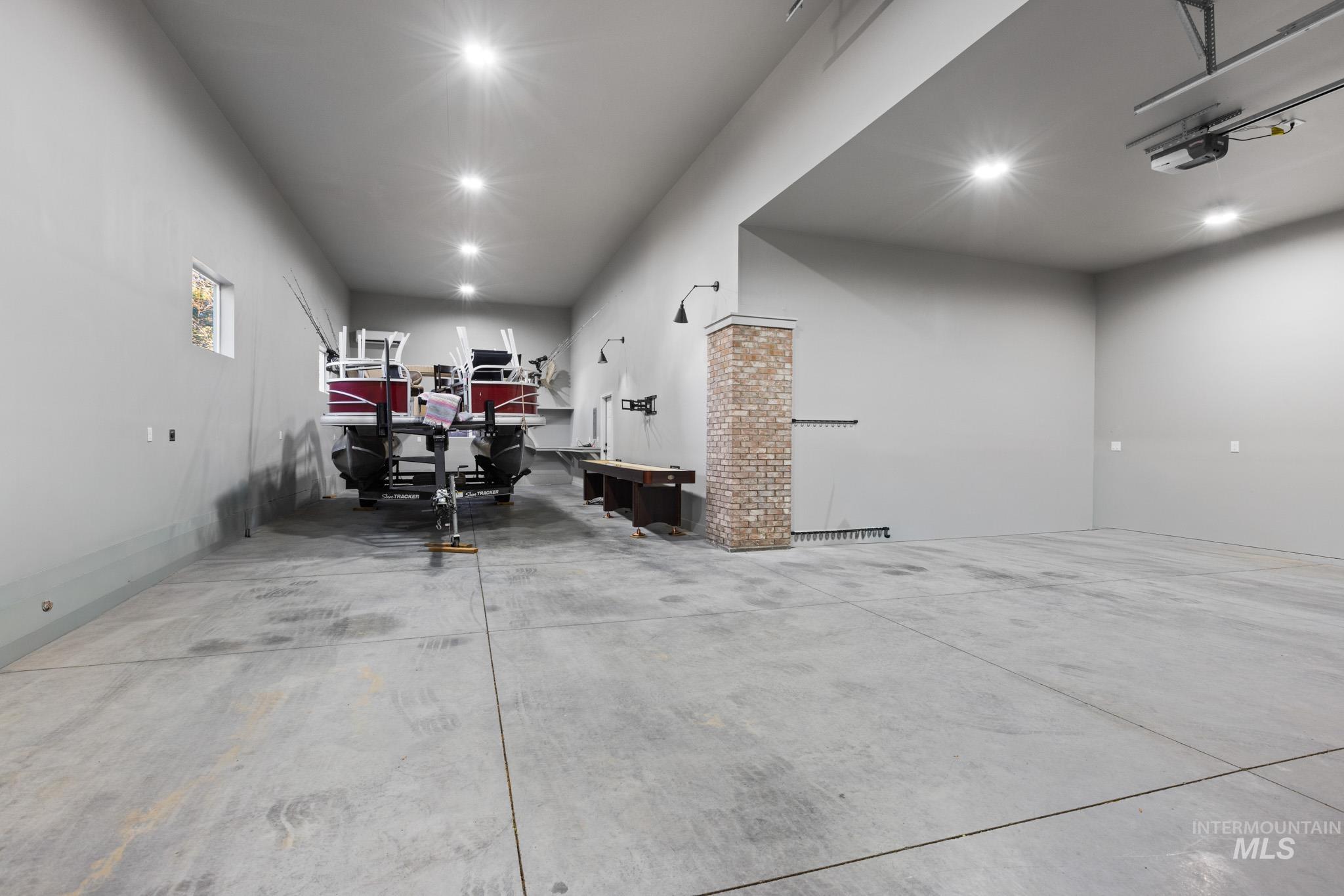 Garage with recessed lighting
