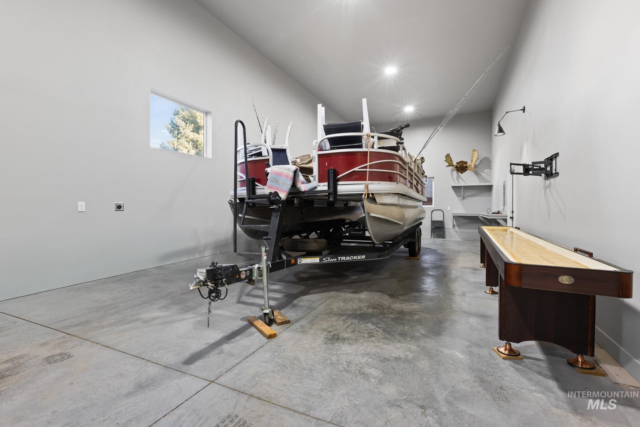 Garage featuring recessed lighting