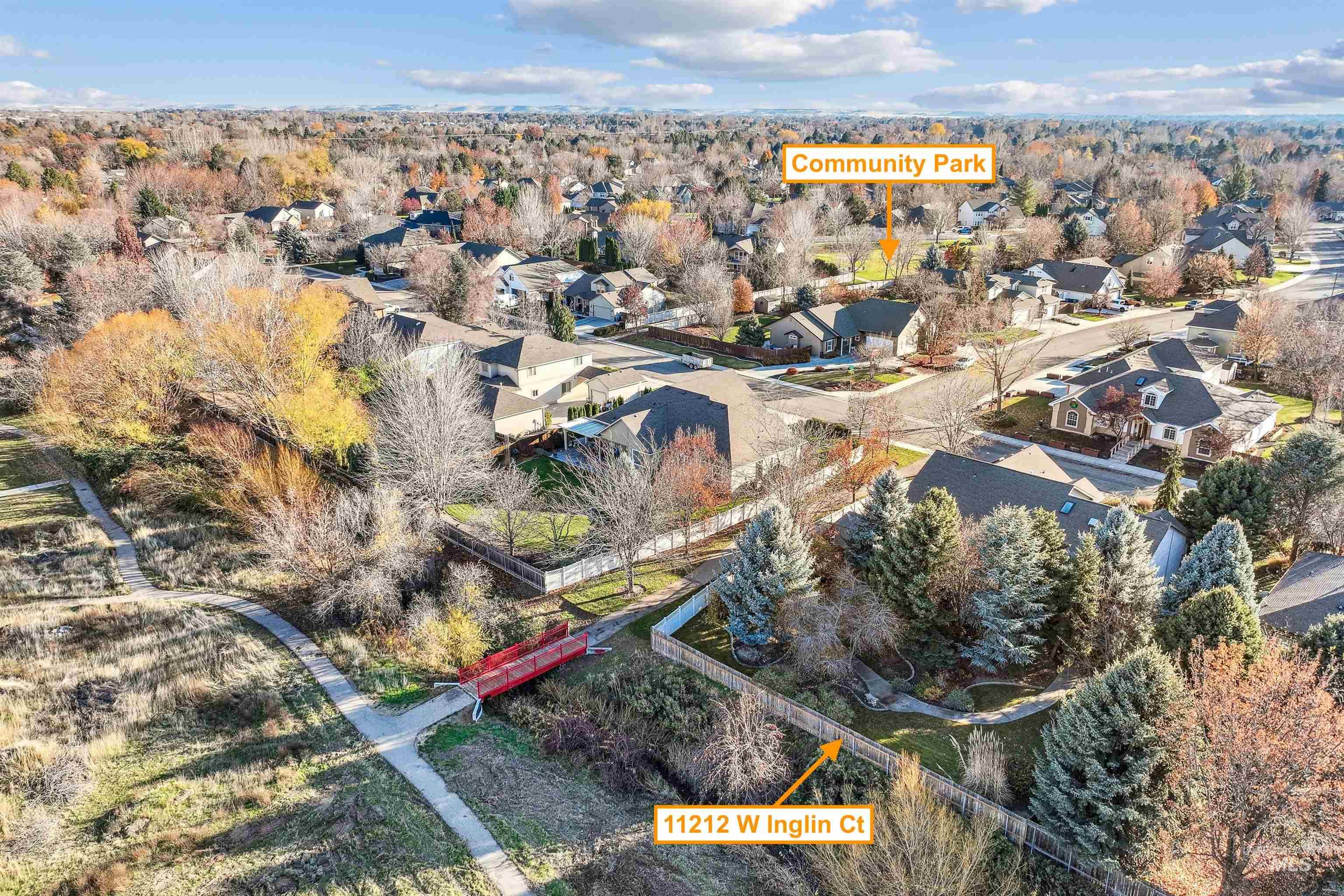 Aerial perspective of suburban area