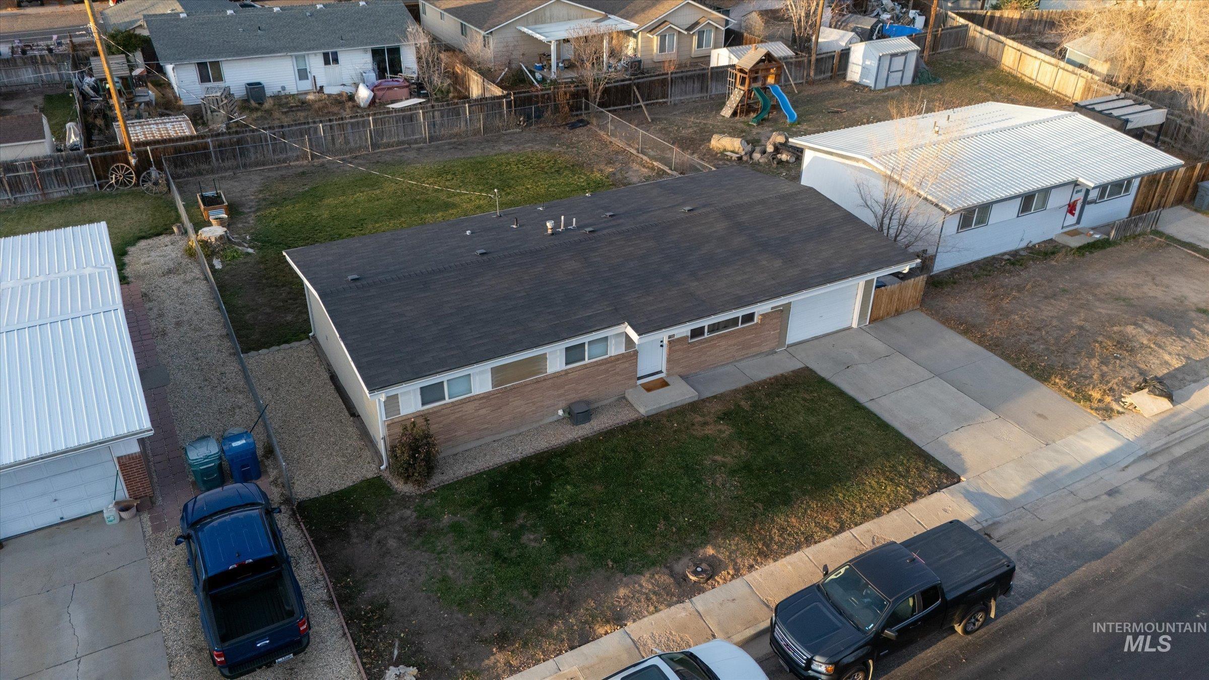 Aerial view of residential area