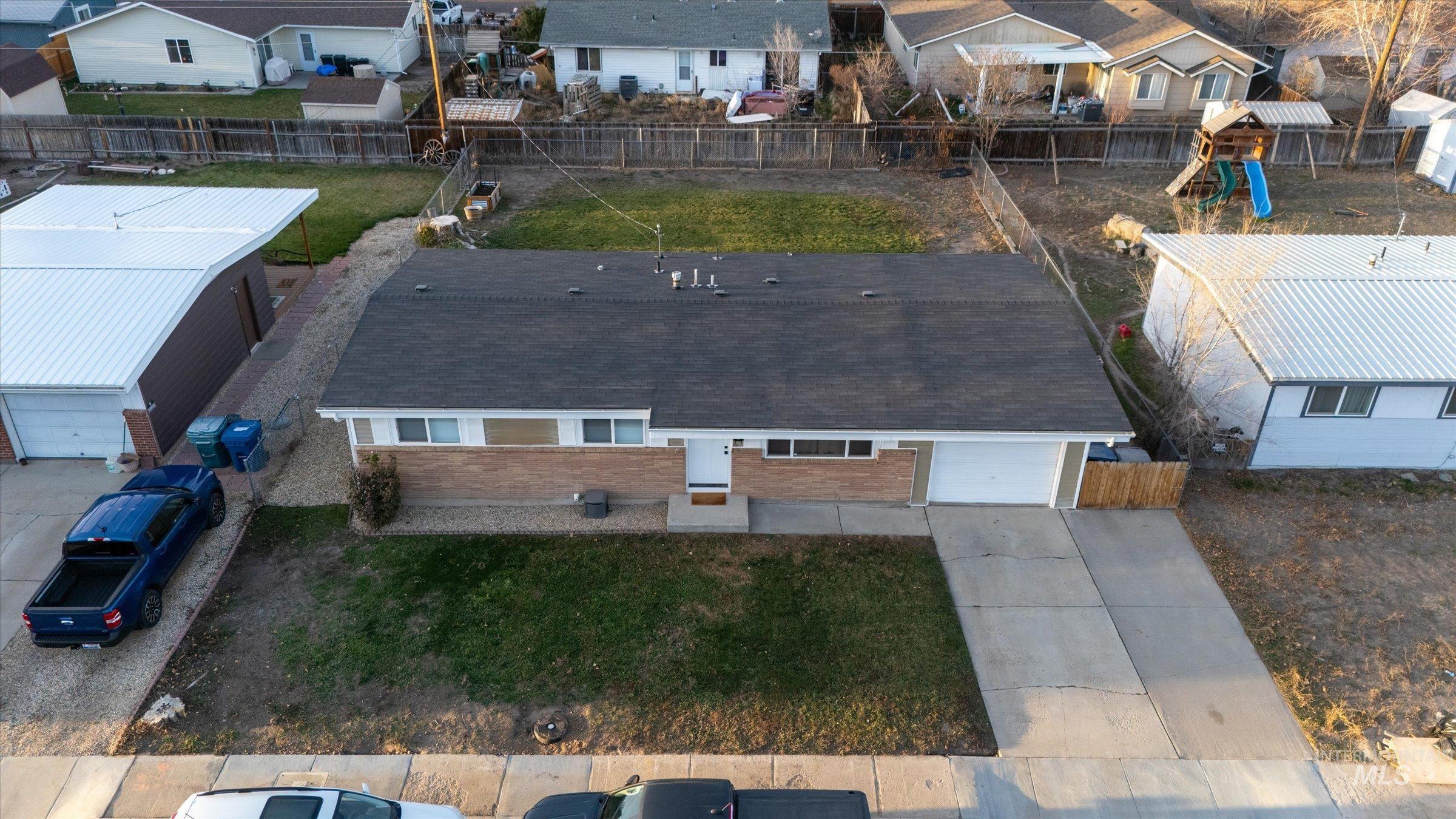 Aerial view of residential area