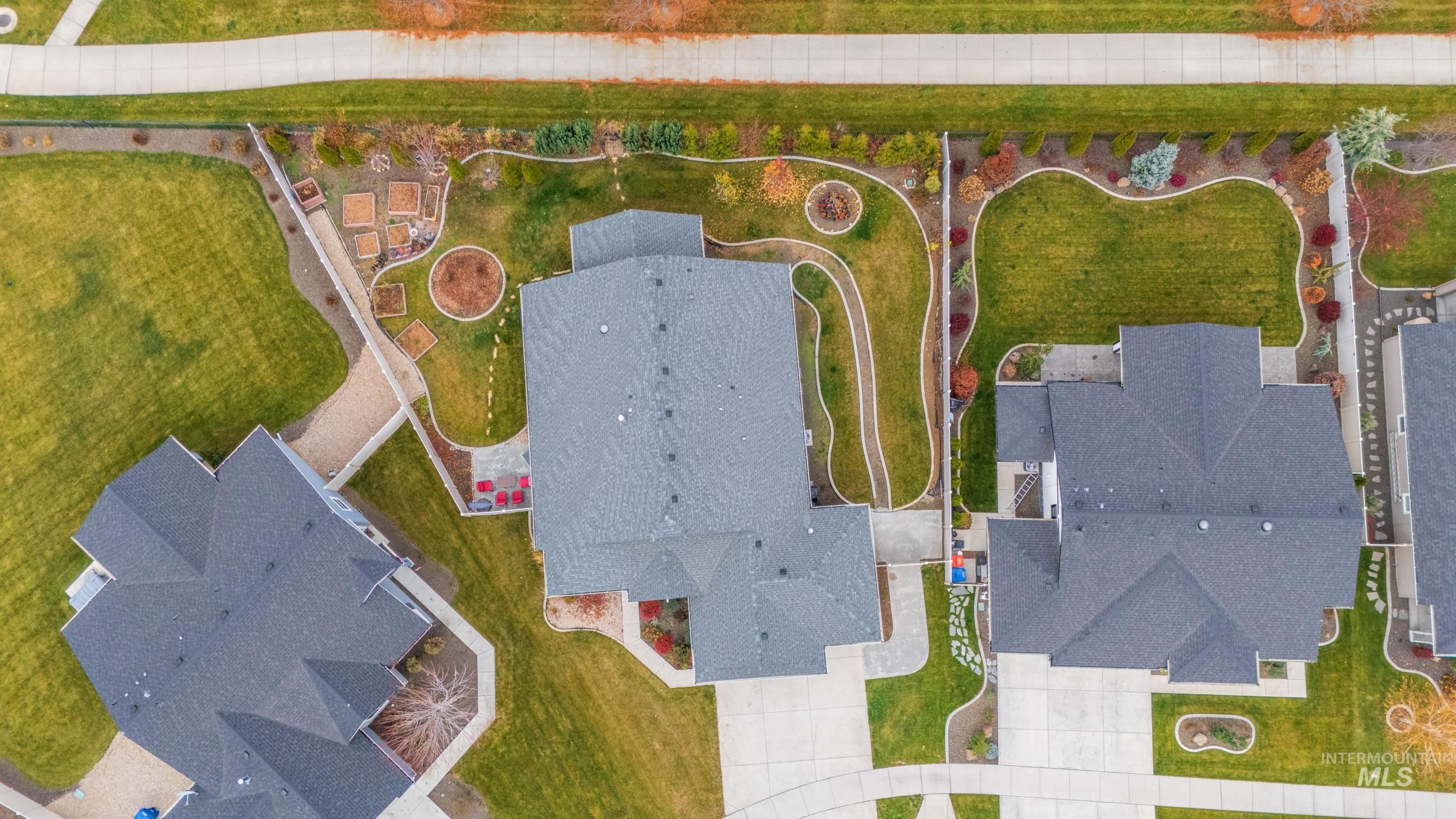 Aerial perspective of suburban area