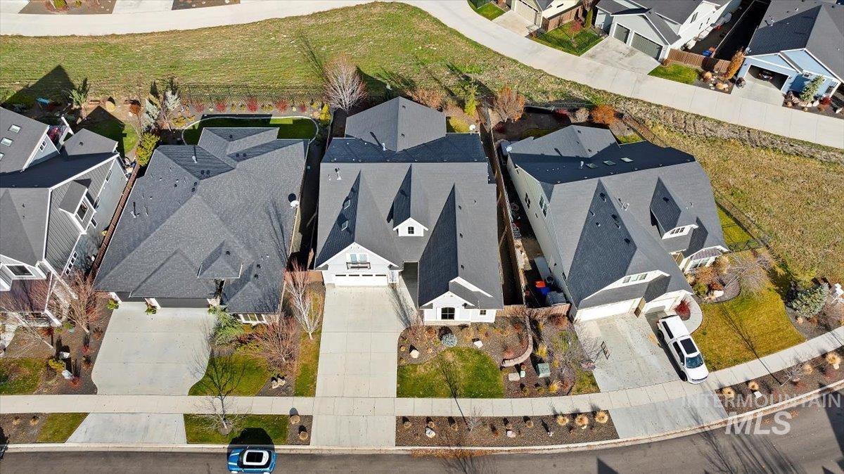 Aerial perspective of suburban area