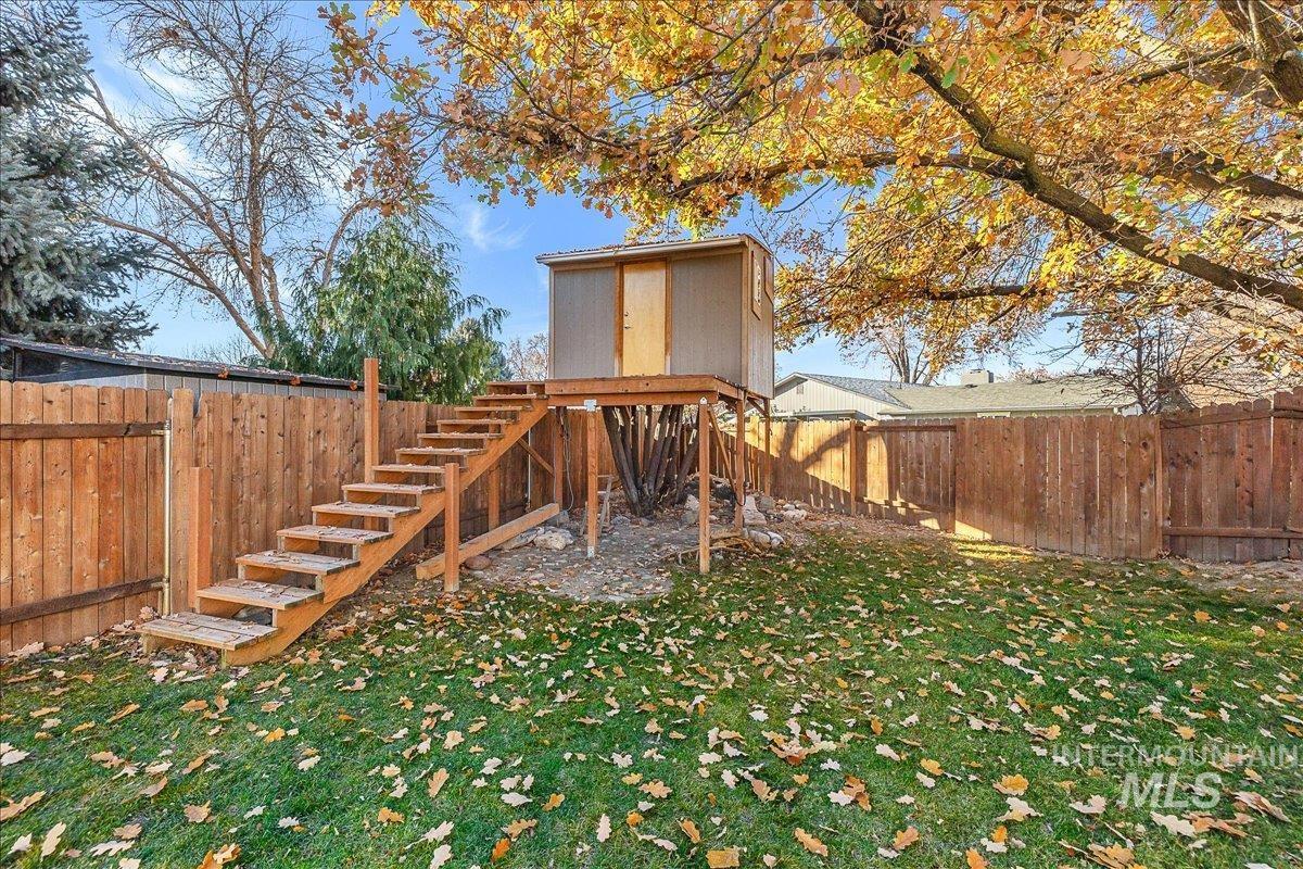 Back of house with a fenced backyard