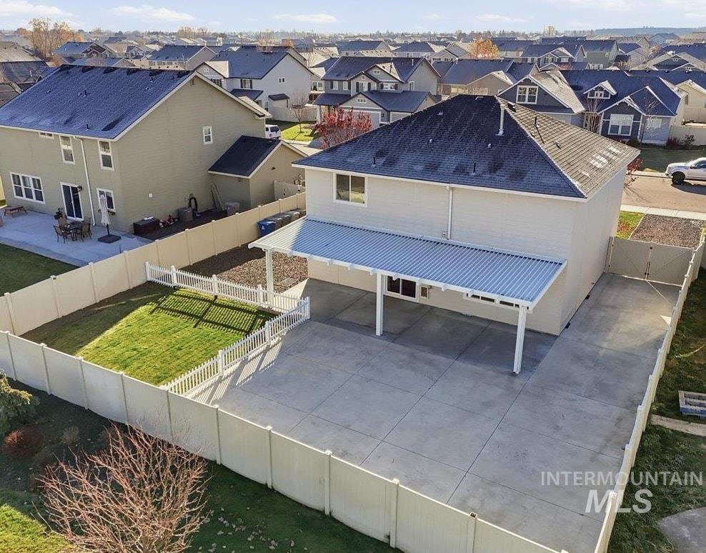 Aerial perspective of suburban area