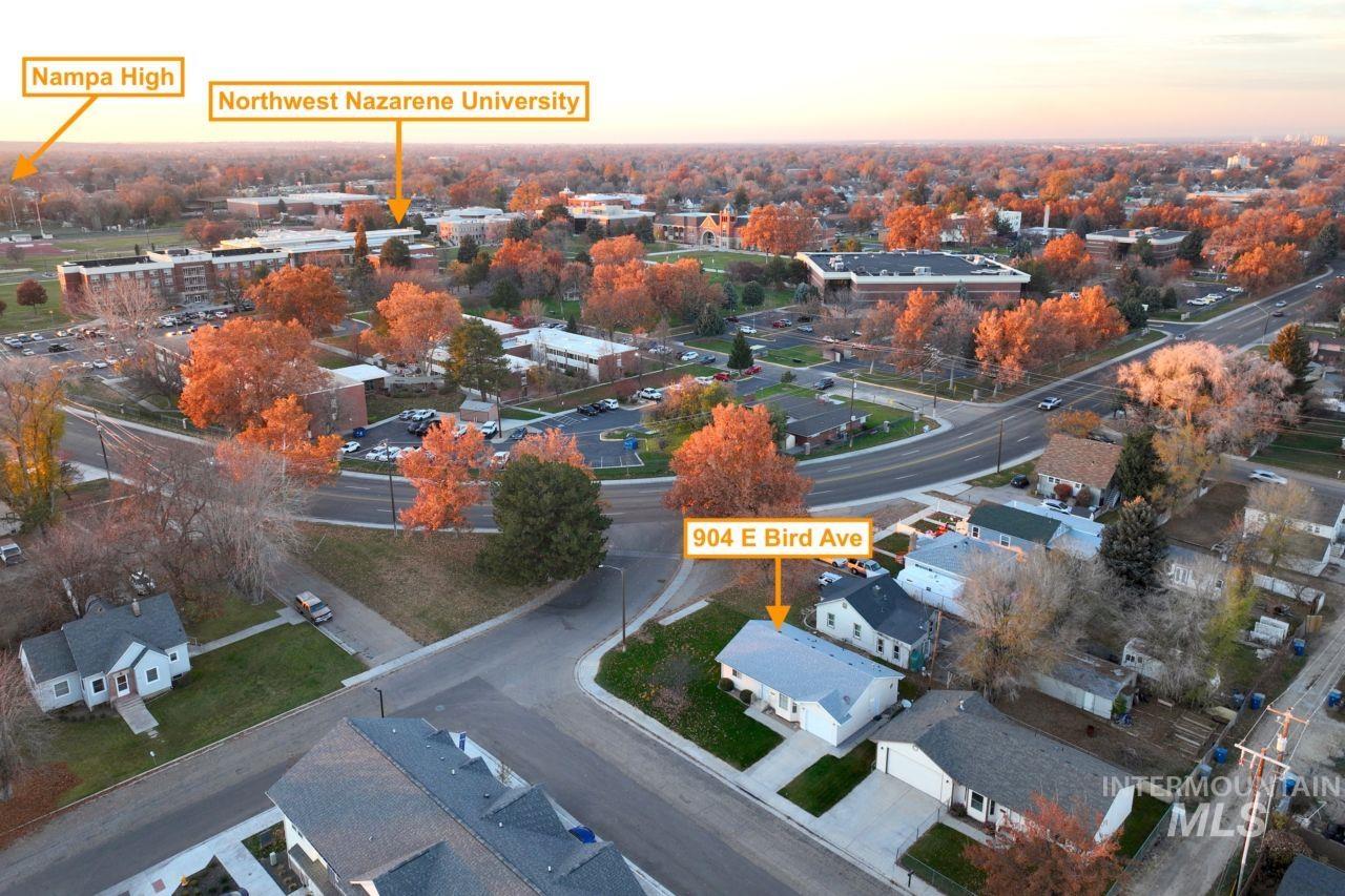 Aerial view of residential area