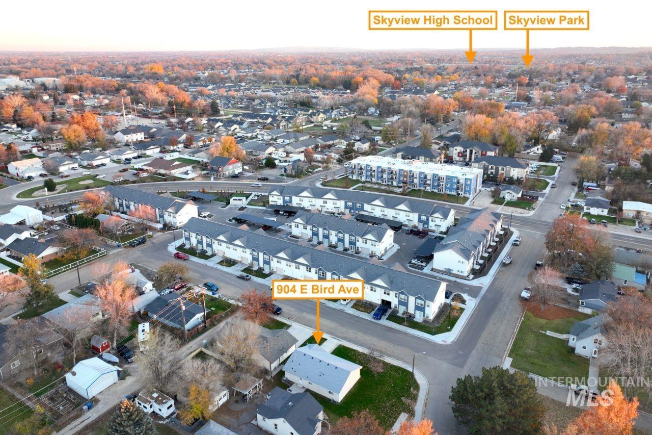 Aerial view of residential area