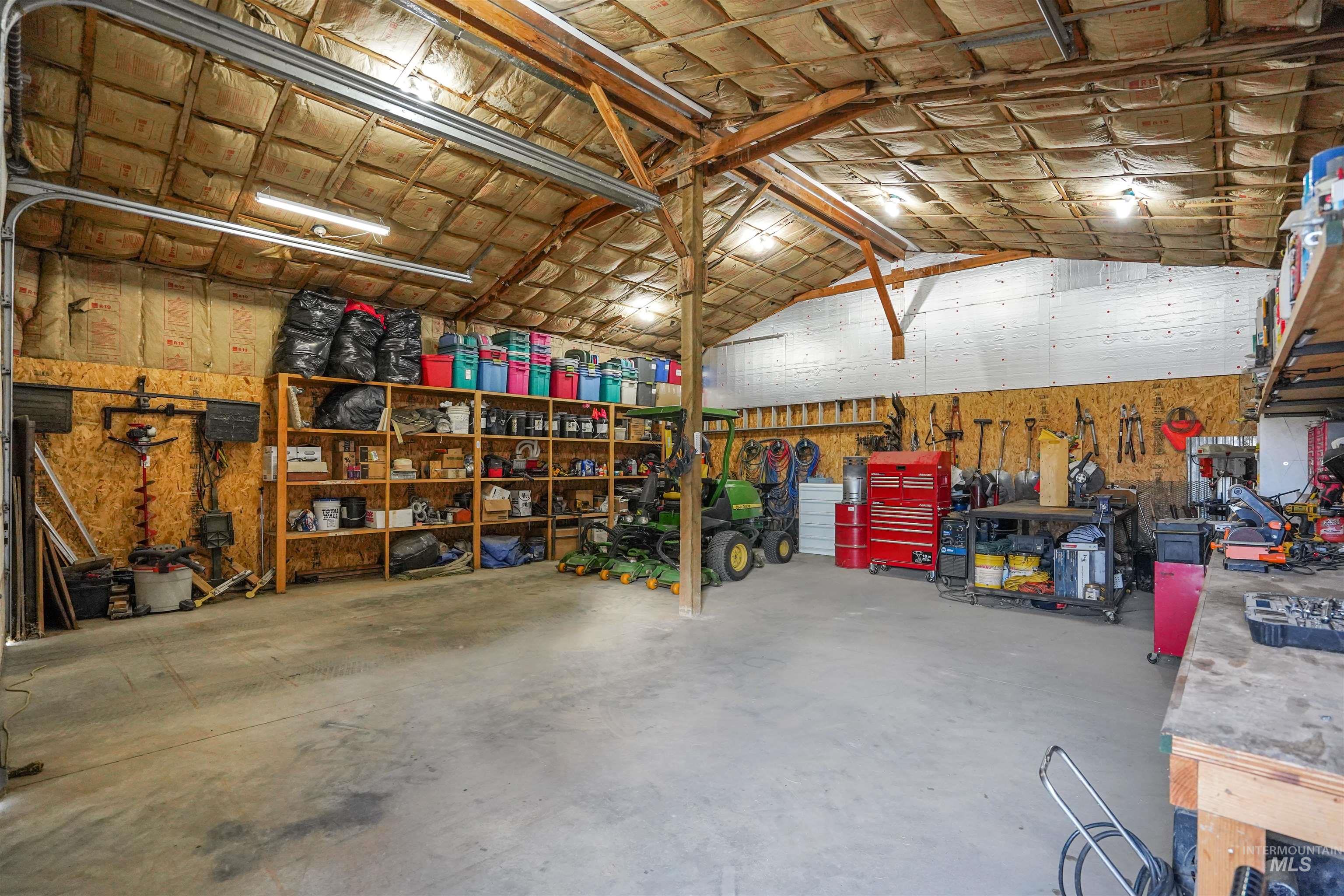 Garage with a workshop area