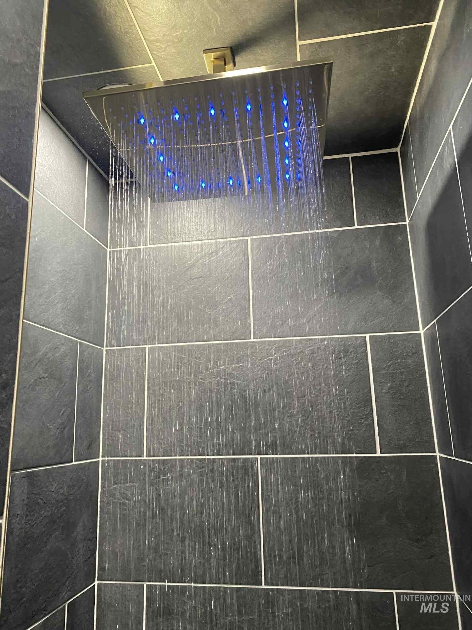 Bathroom view of tiled shower