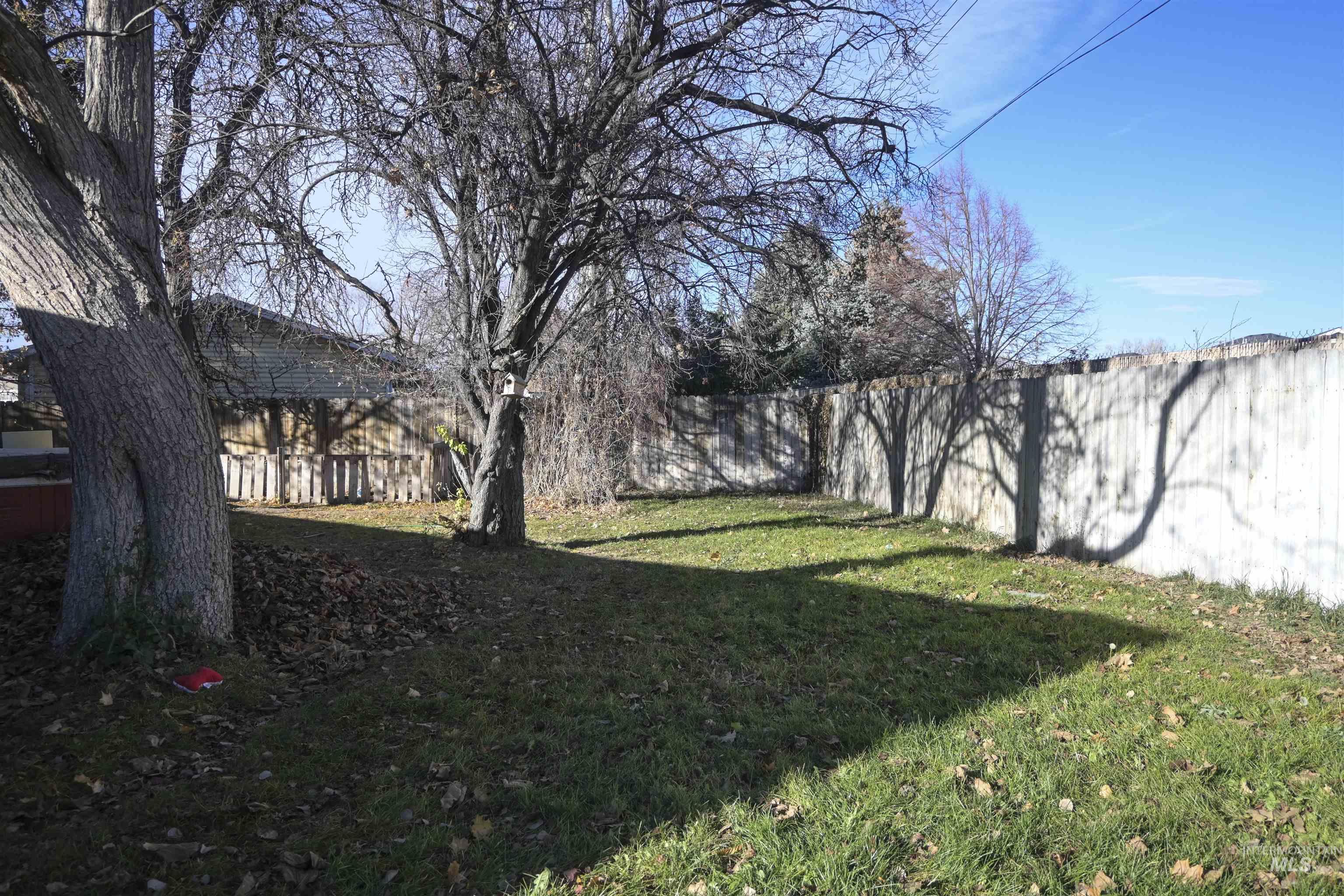 View of fenced backyard
