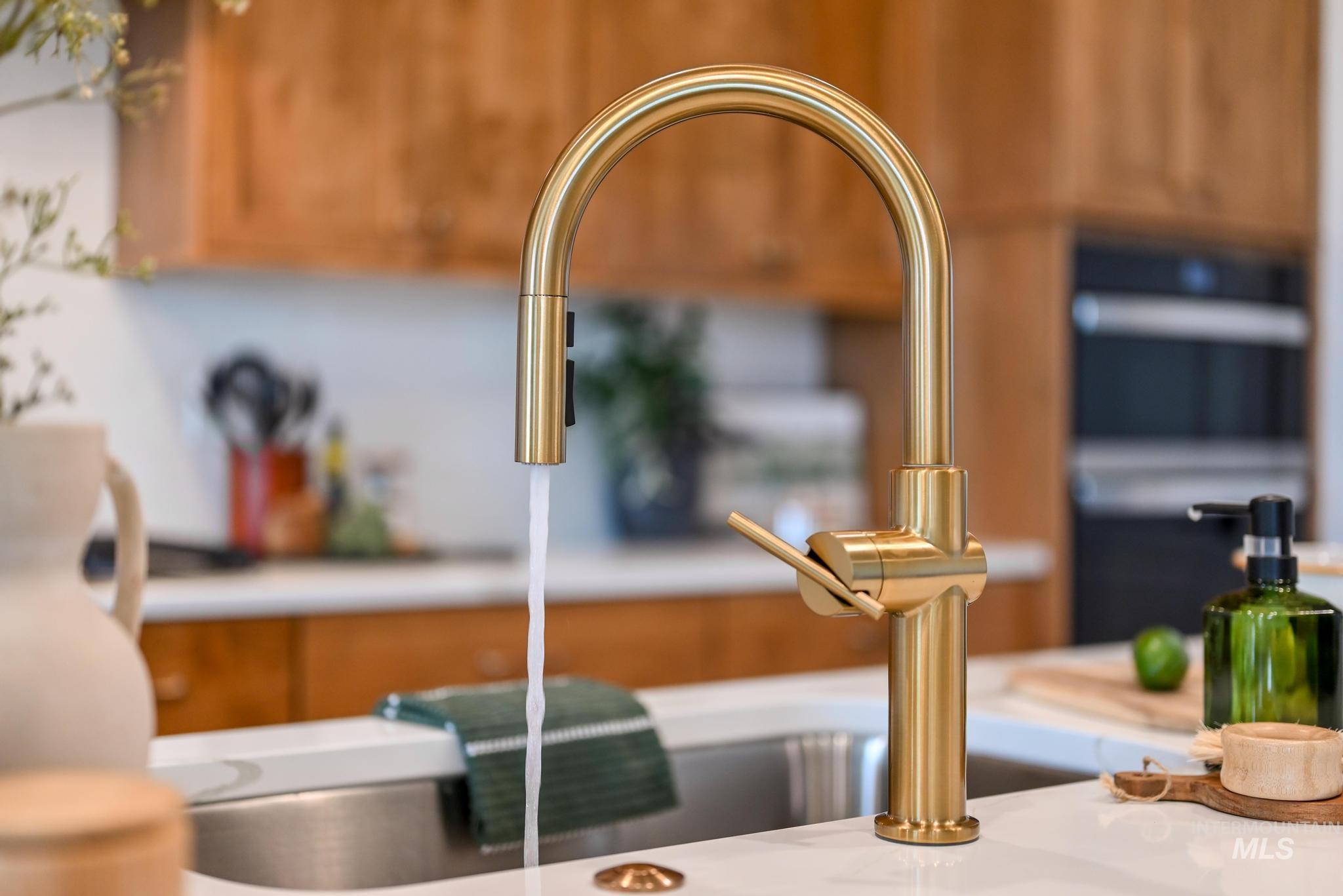 Kitchen view of wooden walls