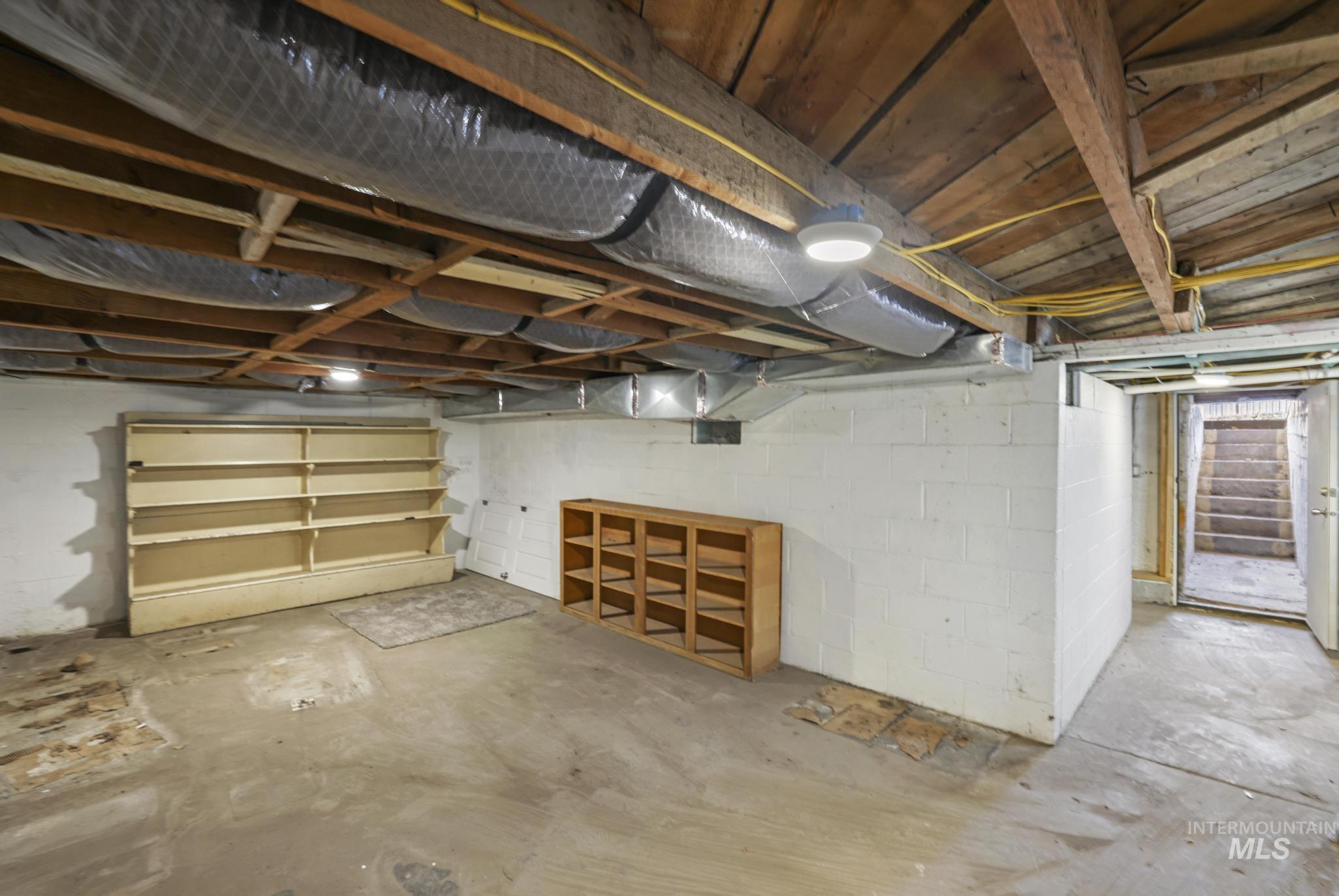 View of unfinished basement
