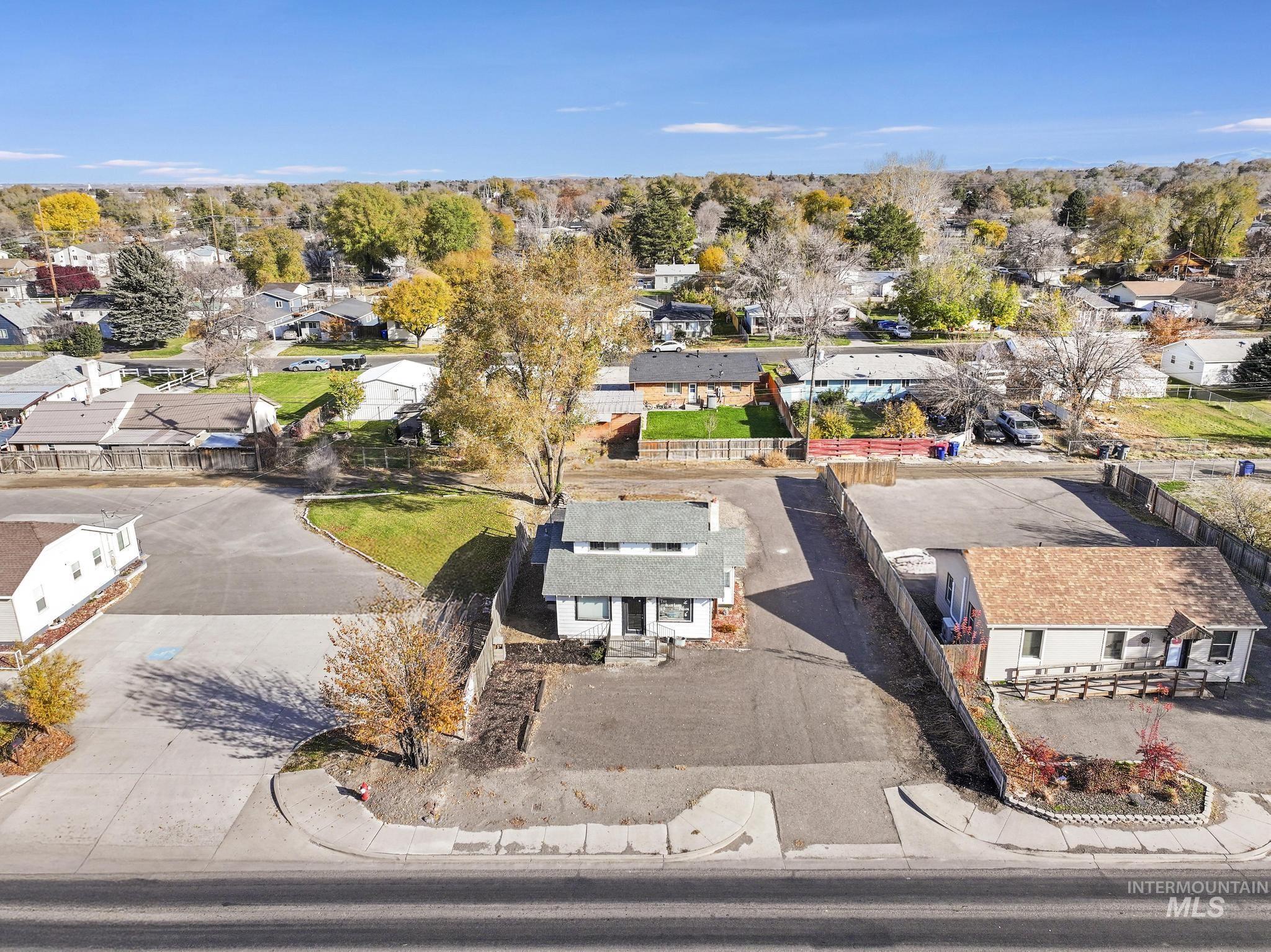 Aerial perspective of suburban area