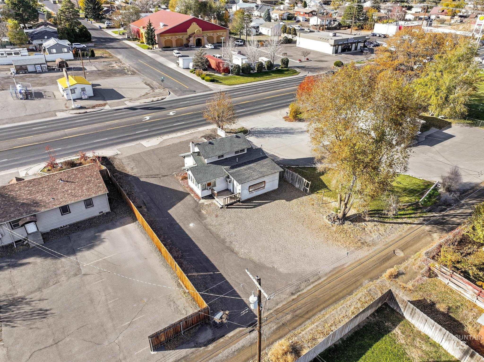 Aerial perspective of suburban area
