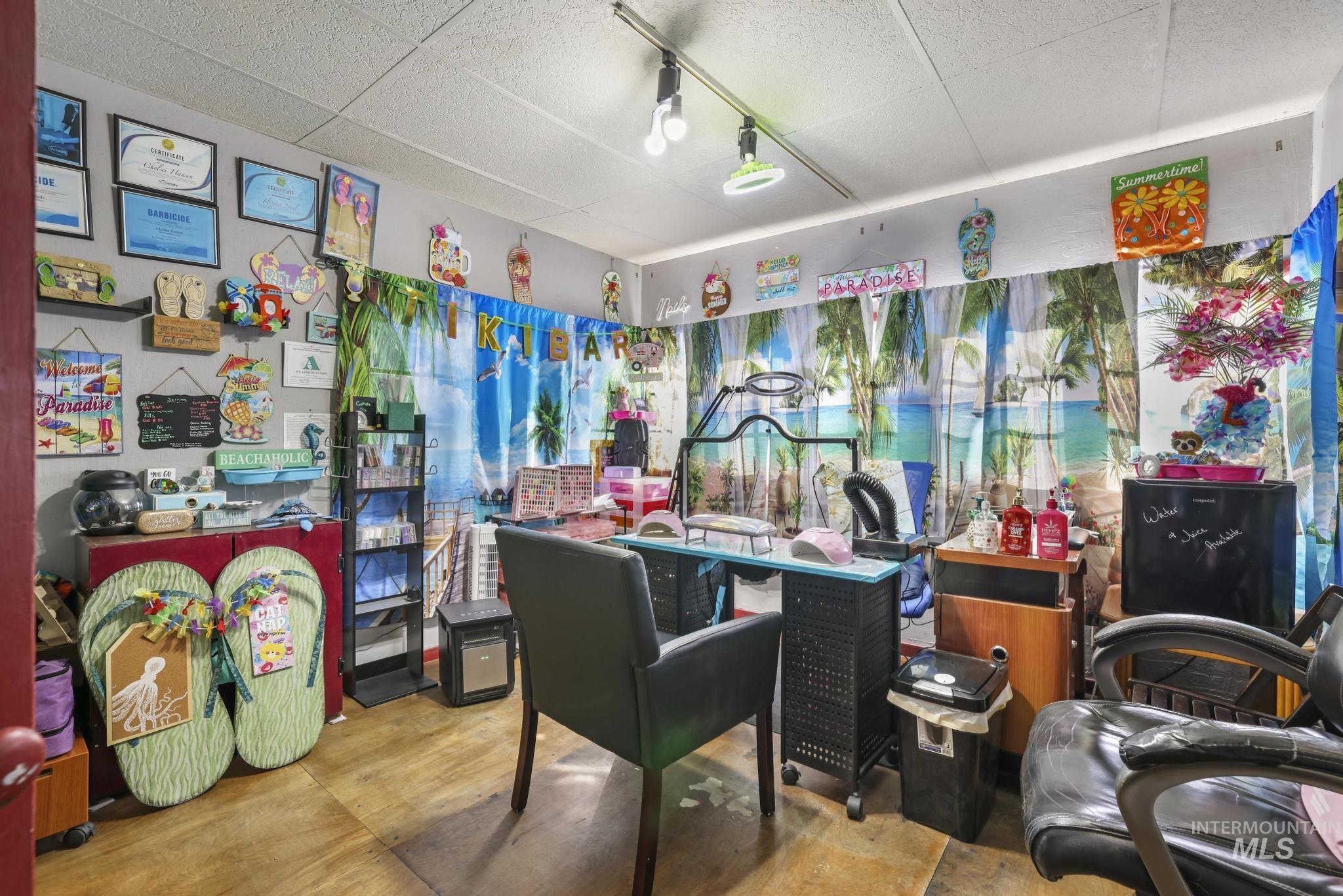 Office space with a drop ceiling