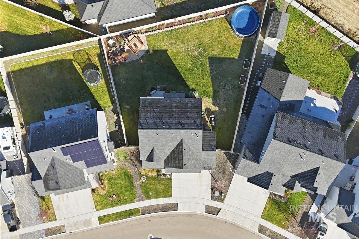 Aerial perspective of suburban area