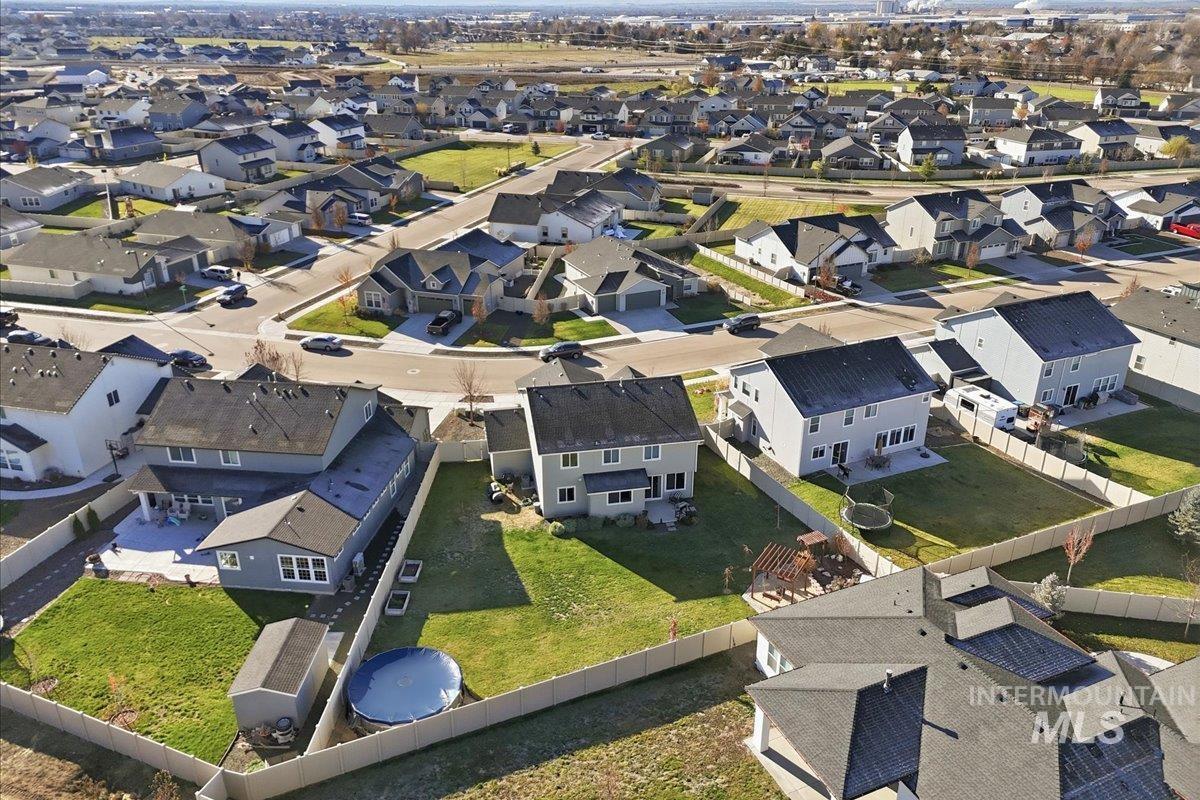 Aerial perspective of suburban area