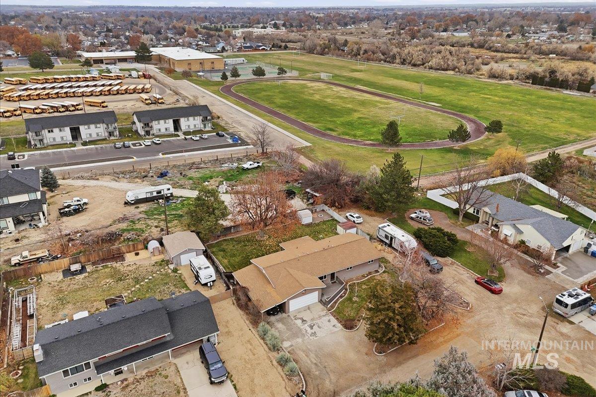 Aerial perspective of suburban area