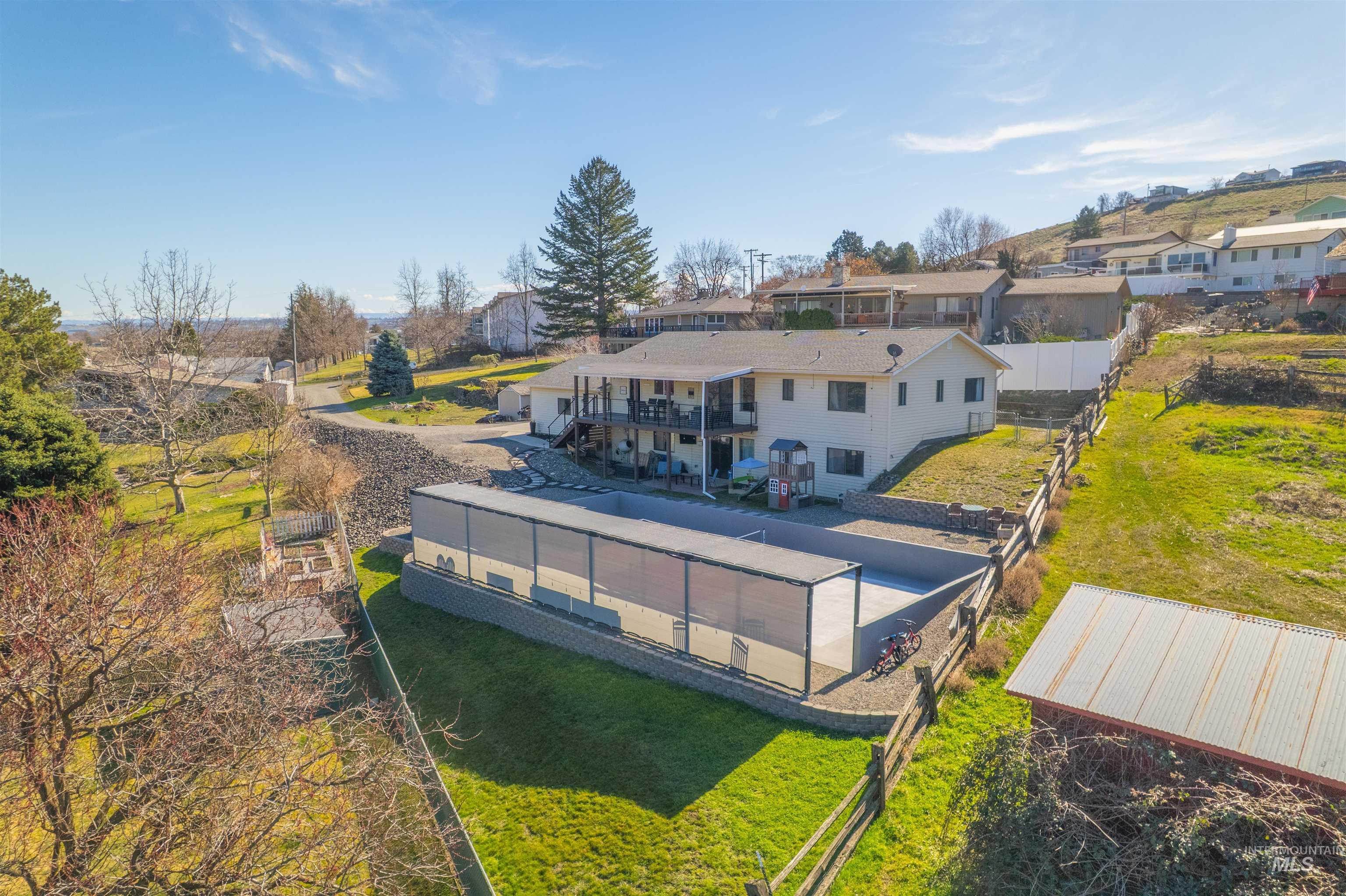 Aerial perspective of suburban area