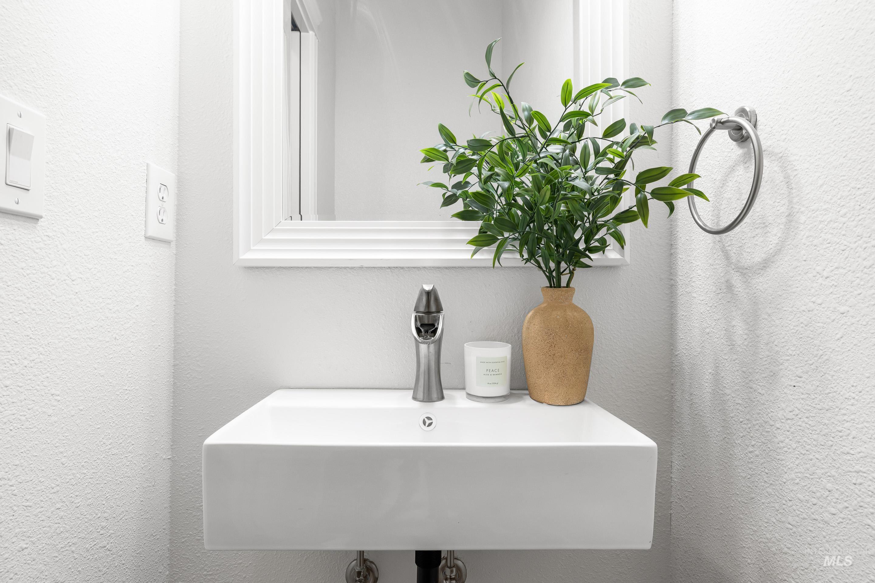Bathroom view of a textured wall
